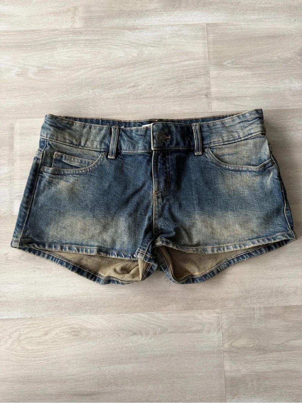 Cotton On Women's Blue Washed Denim Micro Low Denim Shorts